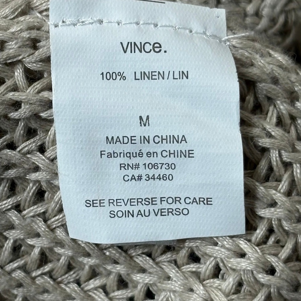 Vince 100% Linen Chunky Knit Cardigan Sweater Womens M Beige Buttons Preppy - Picture 7 of 9